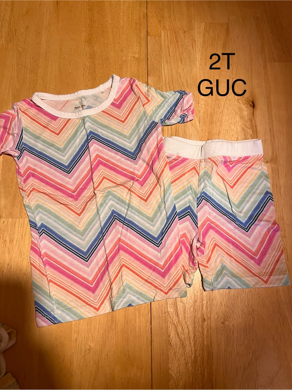 Little Sleepies Multicolor Chevron Pajama Set - Pink, Blue, Green, Cream
